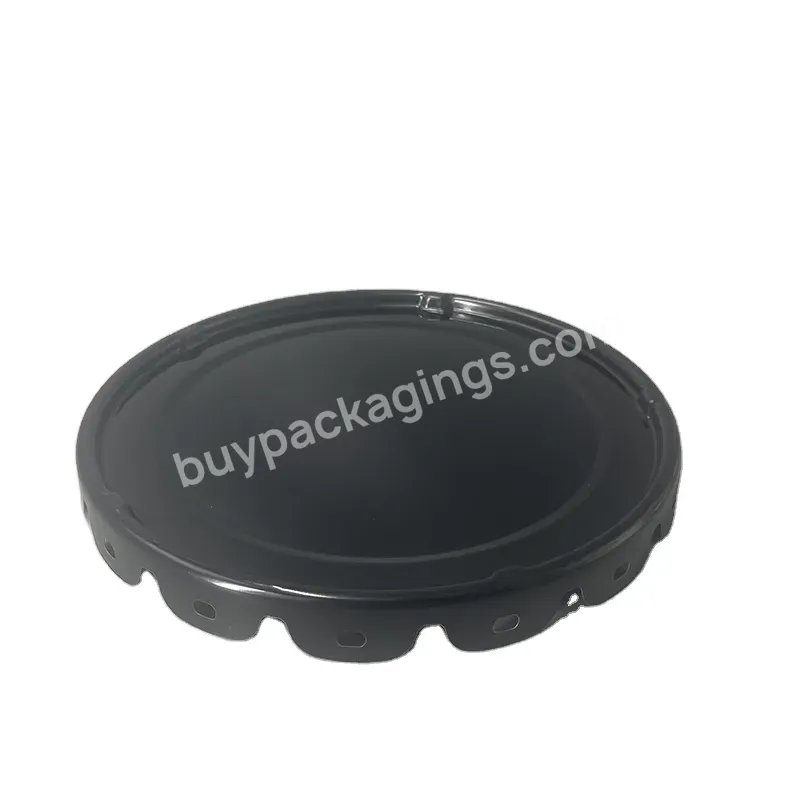 Black Can Lid Metal Lug Covers For 10 Litre Pails Flower Egde Safe Curled Lug Lid Tinplate Paint Components