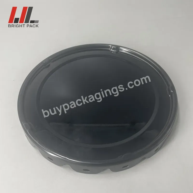 Black Can Lid Metal Lug Covers For 10 Litre Pails Flower Egde Safe Curled Lug Lid Tinplate Paint Components