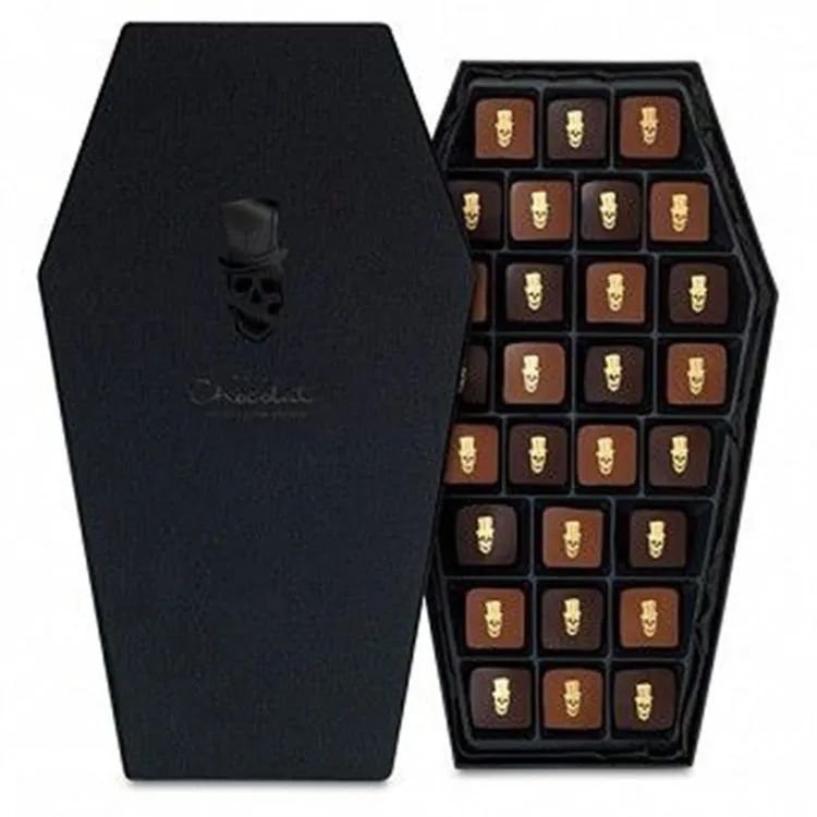 black cardboard paper coffin shape gift box