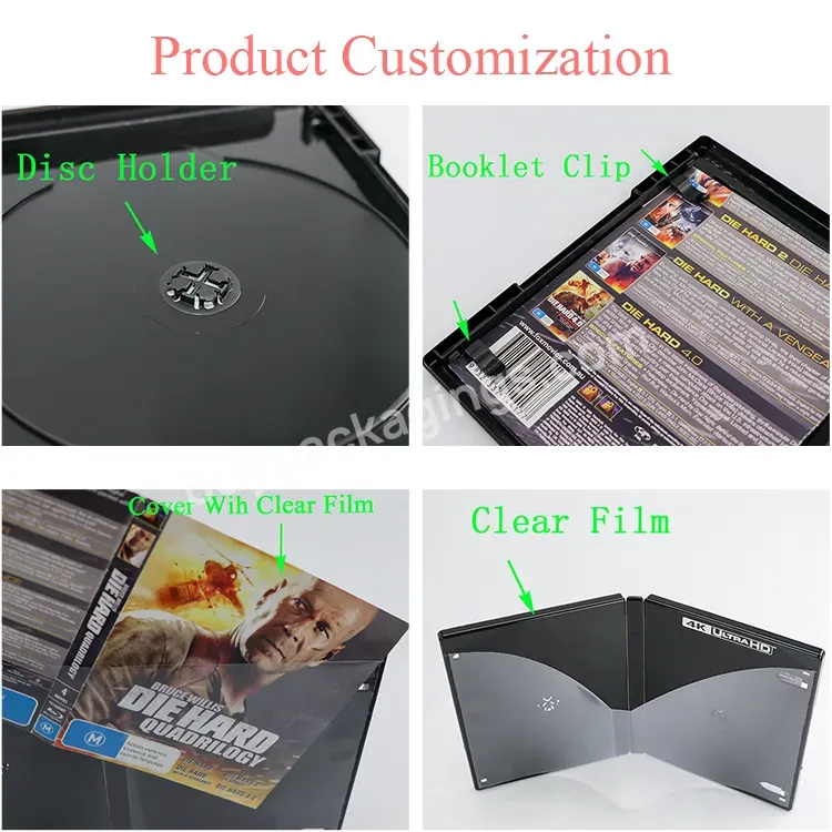 Black Cd Dvd Cover Blu-ray Replacement Single Cases In Ultra Slim 14mm For Single Disc With Sleeve Screen Printed Logo