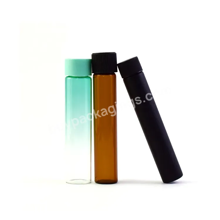 Black Clear Colored Labels Child Resistant Screw Personalize Custom 116mm Glass Pre Packaging Tubes With Logos