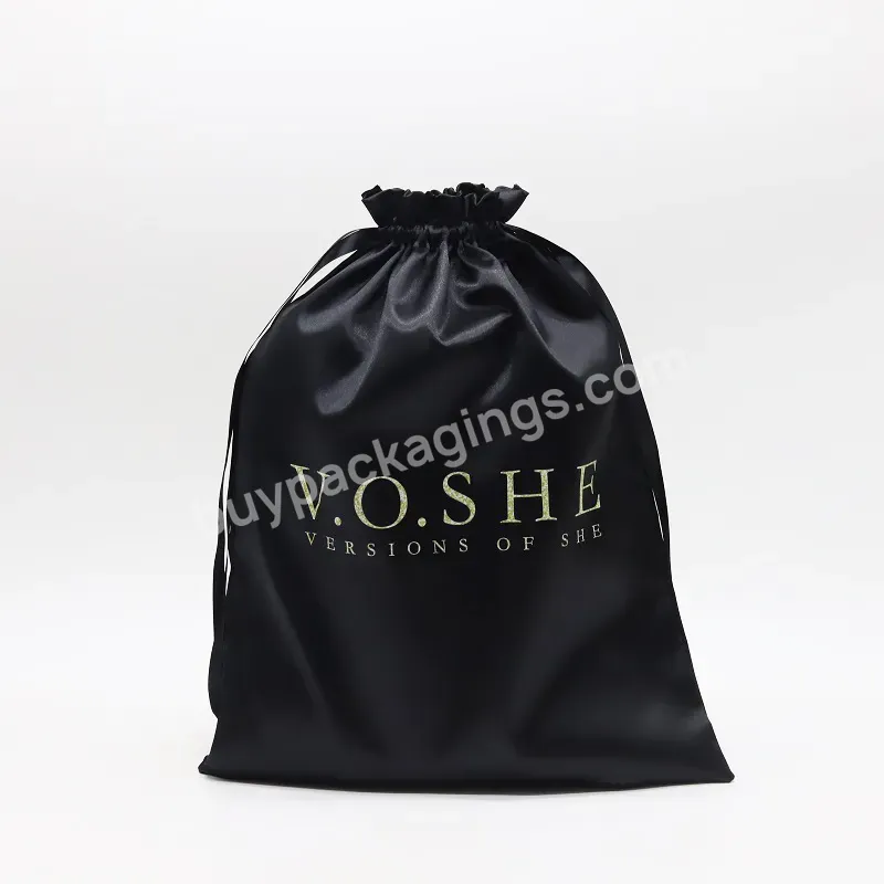 Black Clear Custom Small Satin Makeup Drawstring Pouch Logo Printed Lashes Lip Shaped Cosmetic Gift Packaging Bags