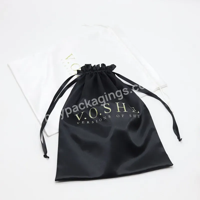 Black Clear Custom Small Satin Makeup Drawstring Pouch Logo Printed Lashes Lip Shaped Cosmetic Gift Packaging Bags