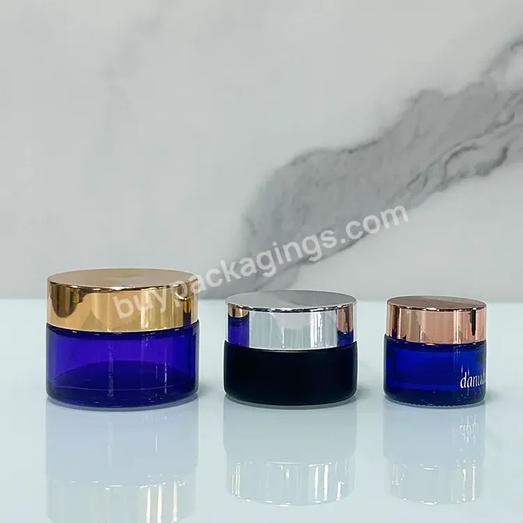 Black Cosmetic Packaging 15g 30g 50g Matte Frosted Amber Black Glass Cream Jar With Silver Lid