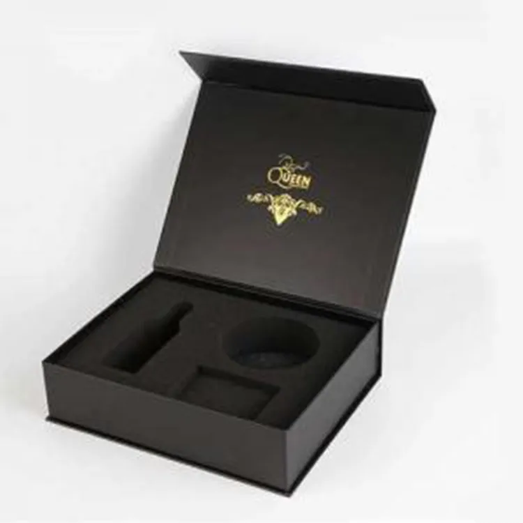 black custom paper cardboard flip top box packaging