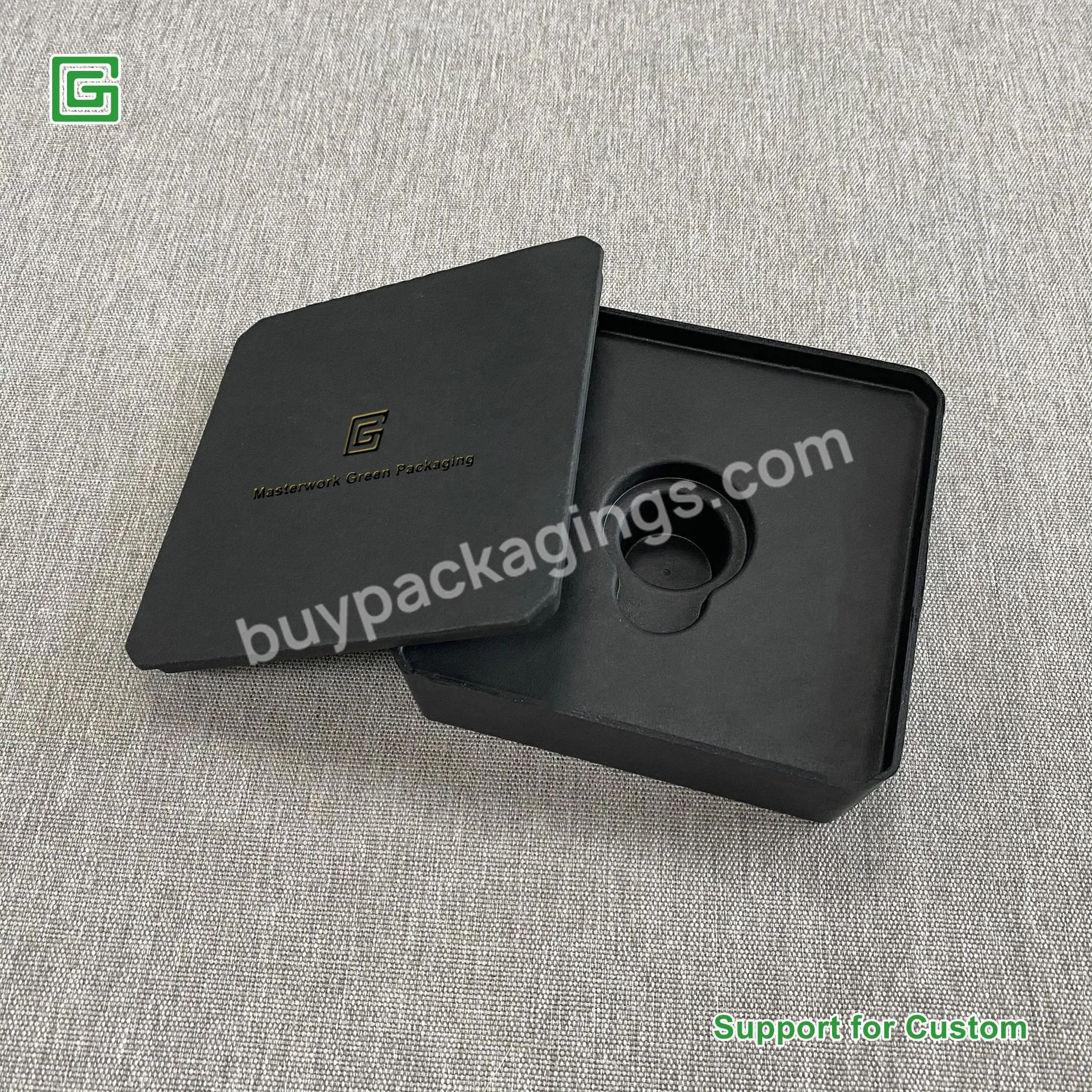 Black Eco-friendly Custom Electronic Gift Paper Molded Pulp Square Box Packaging