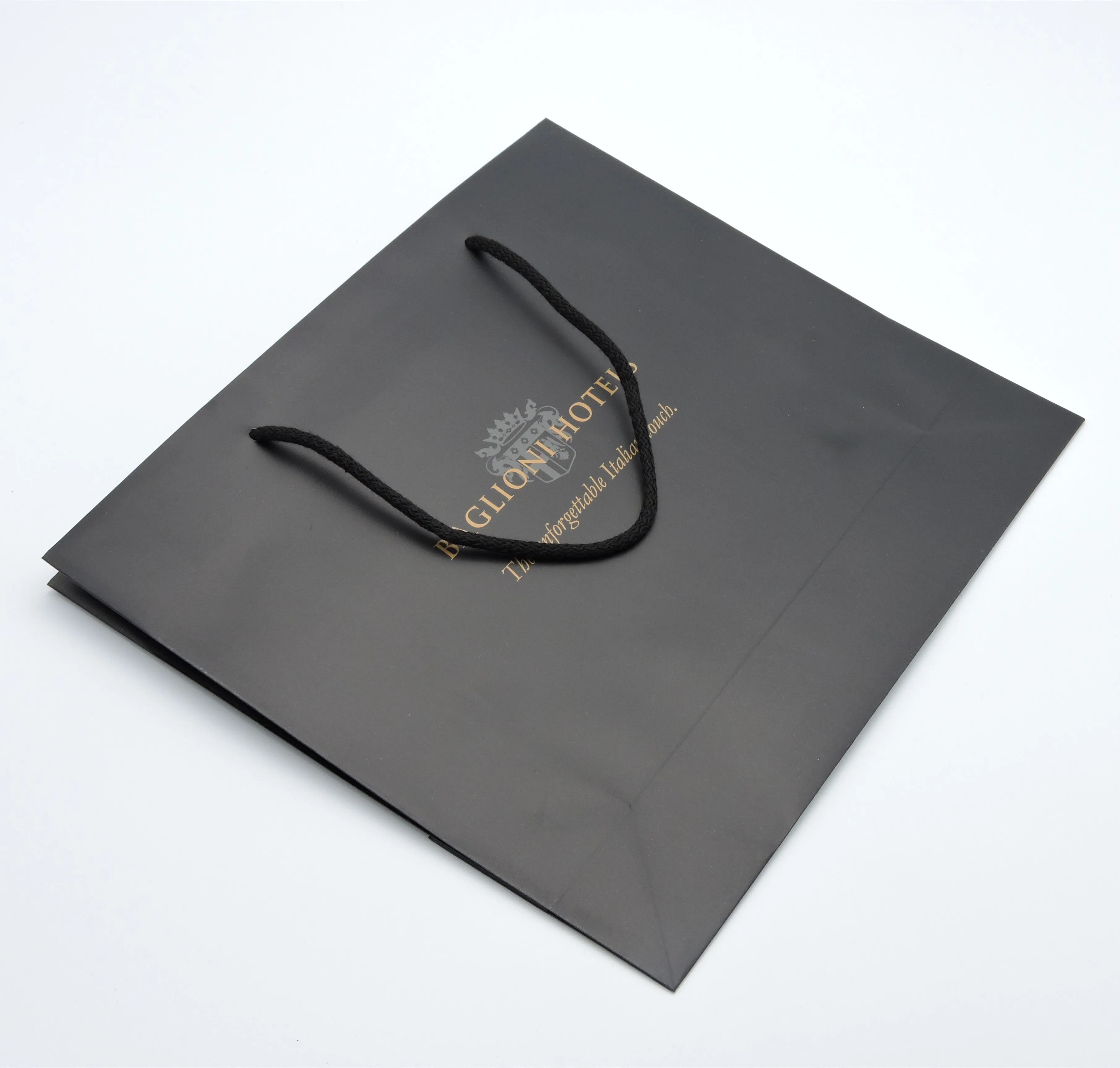 Black Euro style tote ribbon paper bag supplier paper tote bags