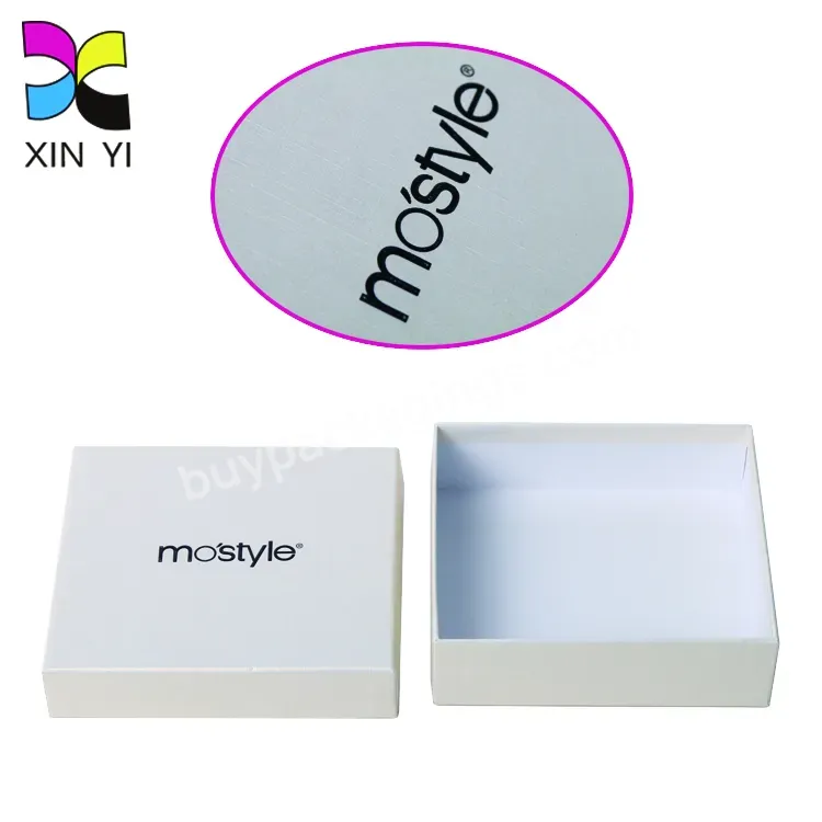 Black Foil Fancy Hard Cardboard Material Lid And Base White Gift Packing Boxes