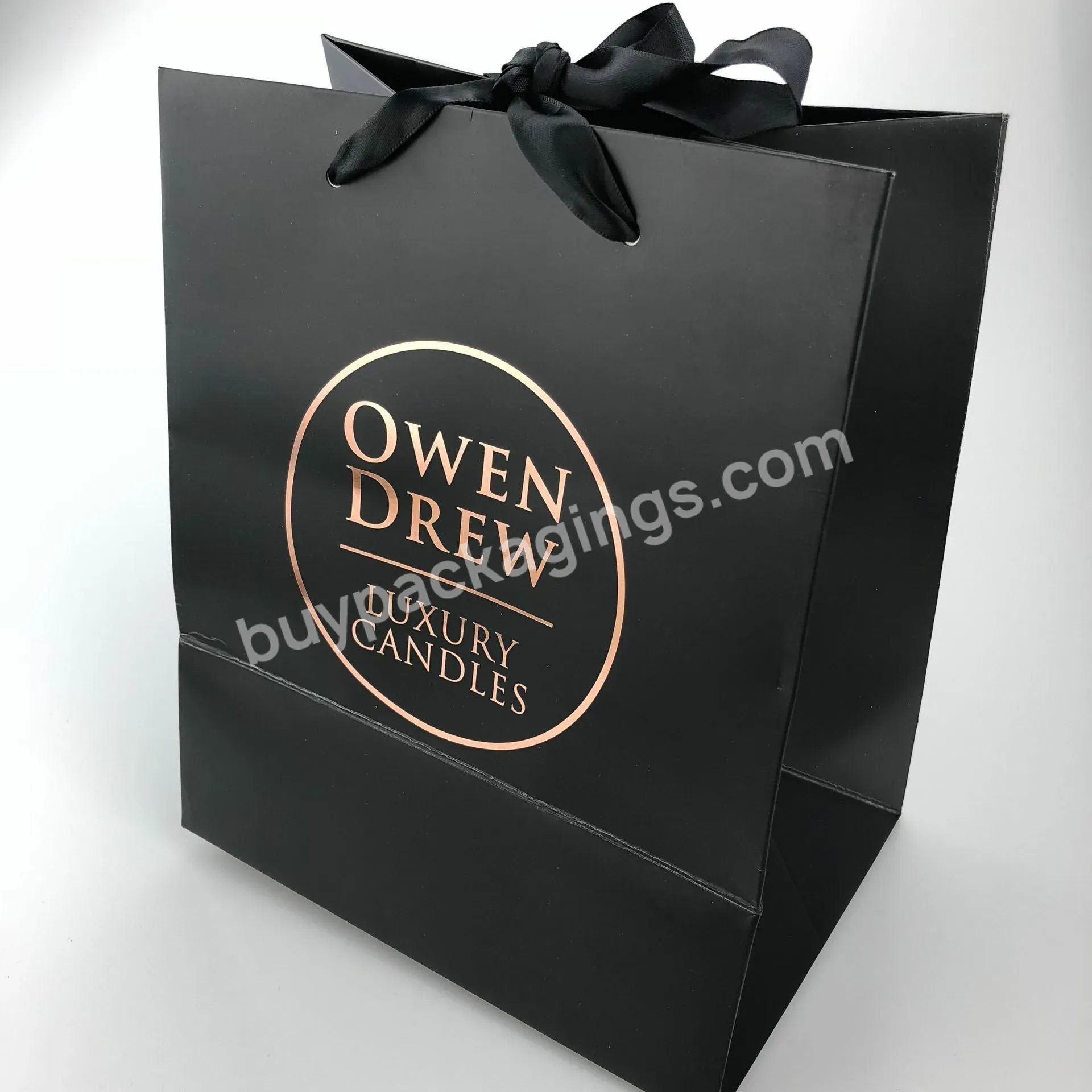 Black Foldable Packing Paper Bag High Quality For Clothes /gifts Made In Guangzhou