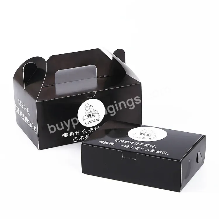 Black Fried Chicken Wing Packaging Boxes With Handle