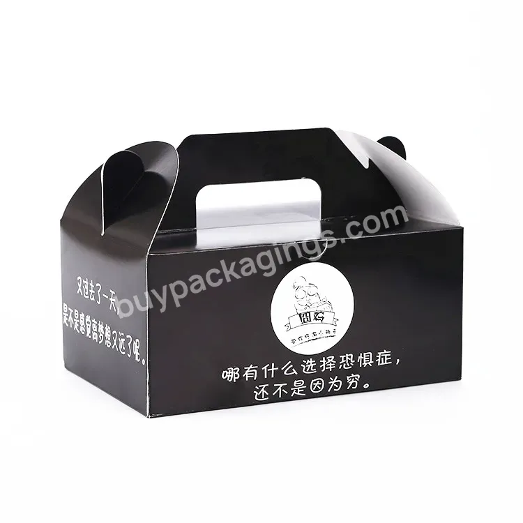 Black Fried Chicken Wing Packaging Boxes With Handle