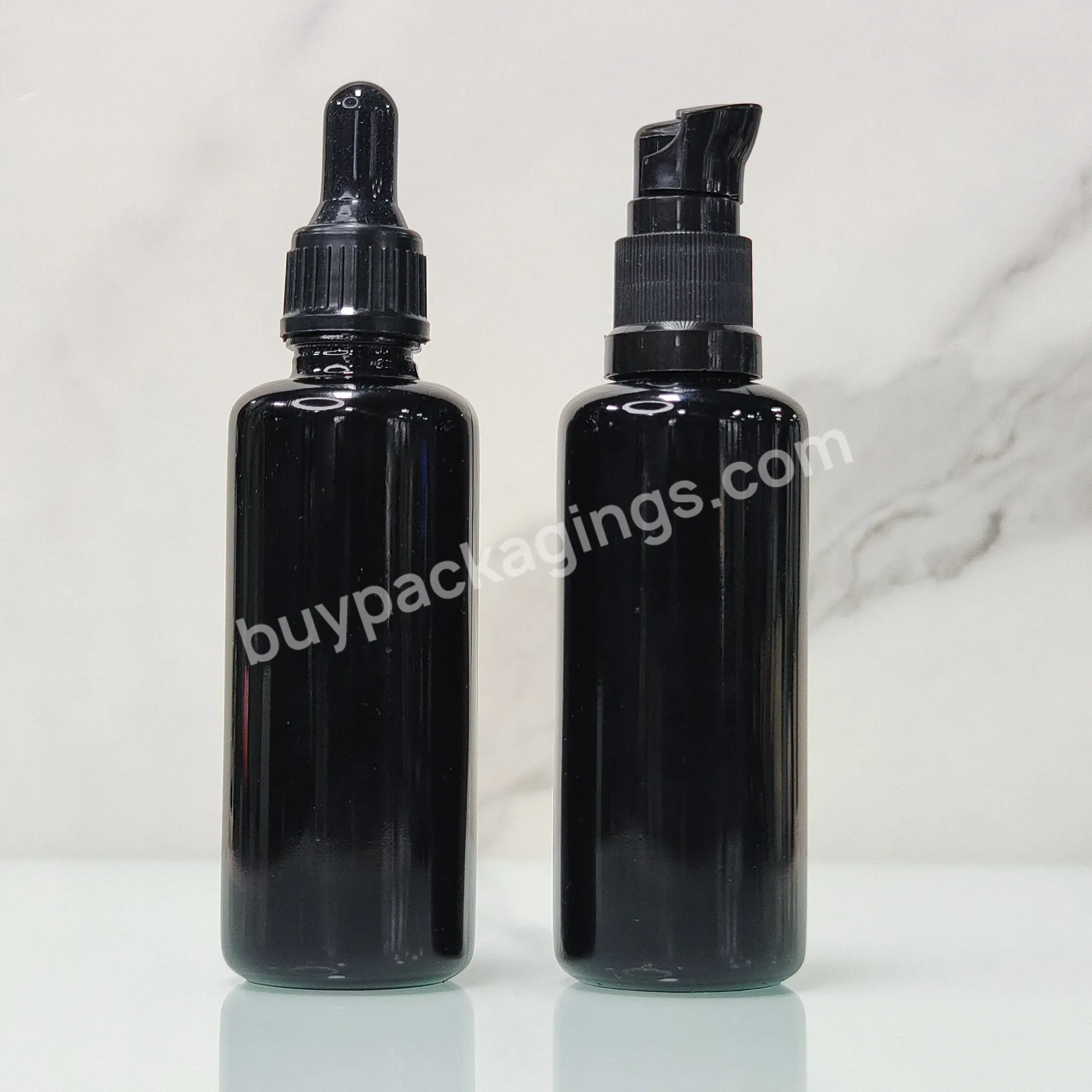 Black Glass Bottle Uv 10ml 15ml 30ml 50ml 100ml Essential Oil Bottles Violet Glass Dropper Bottle