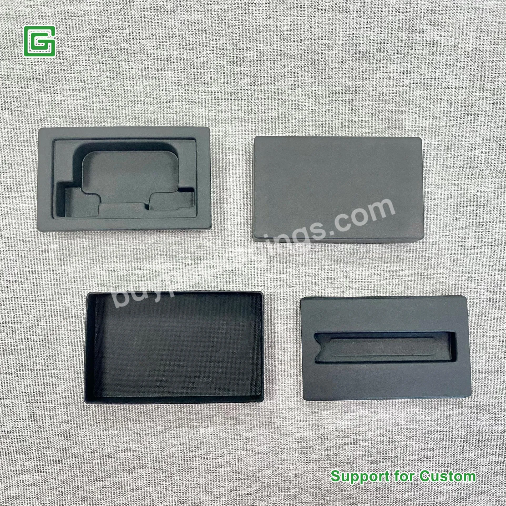 Black High Quality Custom Recycled Wet Press Bagasse Electronics Paper Molded Pulp Box Packaging