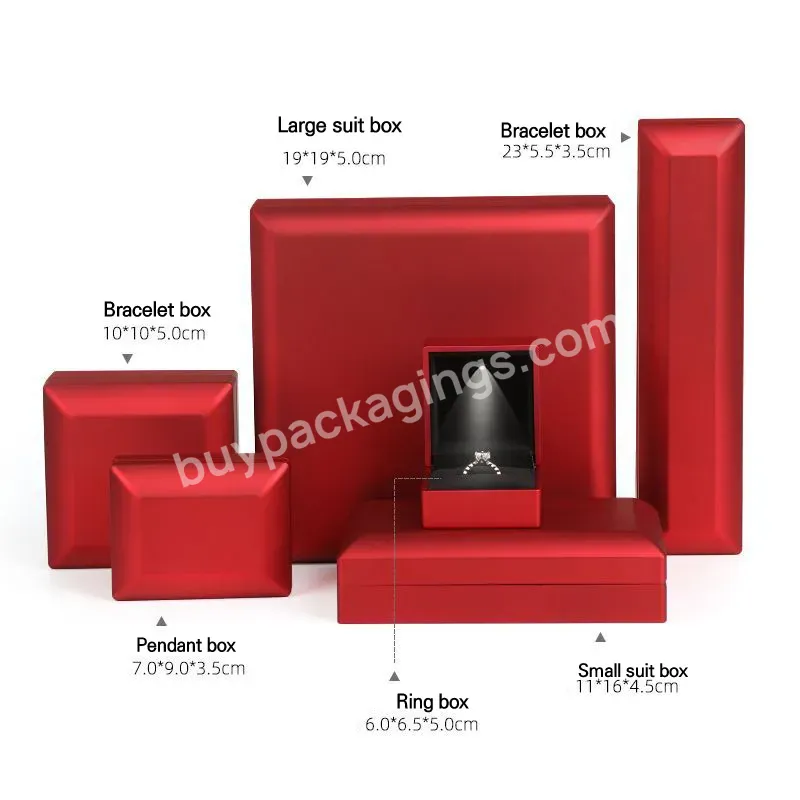 Black Lacquer Logo Silk Screen Luxury Led Jewellery Package Custom Ring Boxes Jewelry Box With Lights