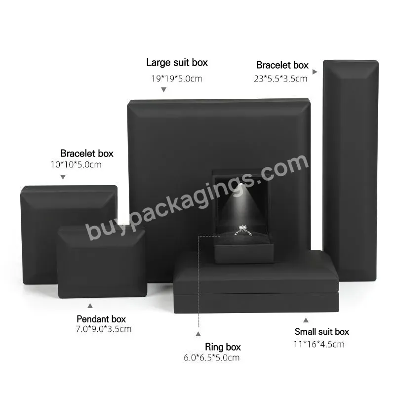Black Lacquer Logo Silk Screen Luxury Led Jewellery Package Custom Ring Boxes Jewelry Box With Lights