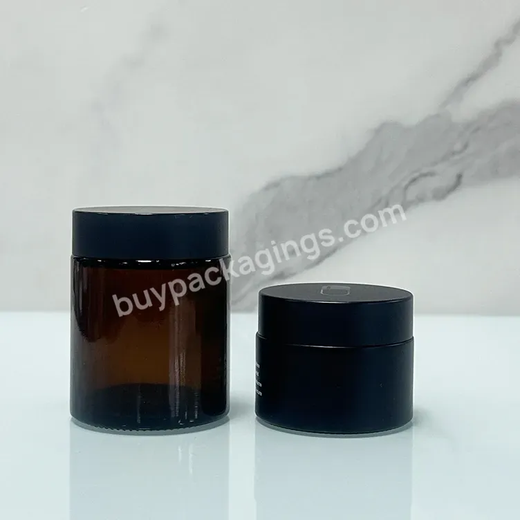 Black Matte Cosmetic Packaging Glass Bottle And Tilt Jar For Serum Essential Oil Lotion Face Cream Skin Care Balm With Lid