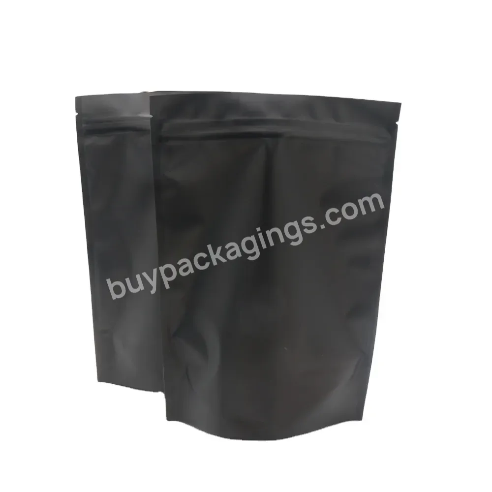 Black Matte No Logo Printing Stand Up Pouches Food Grade Plastic Bag Aluminum Foil Inside Zipper Lock Smell Proof Moisture Proof