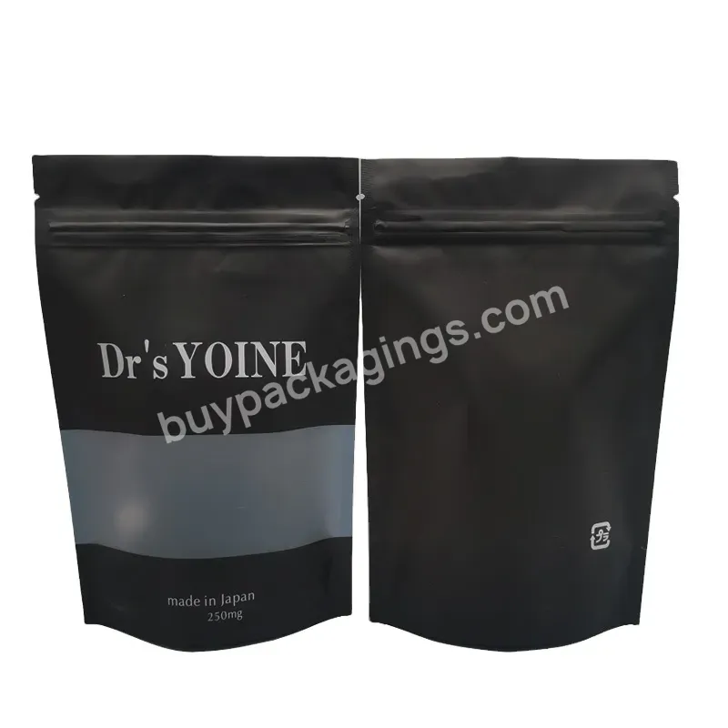 Black Matte Stand Up Zipper Film Bags Application For Food Nuts Dried Foods Lamination Bags Moisture Proof Support Custom