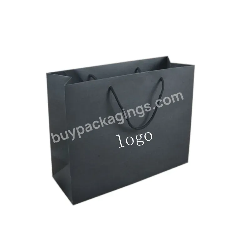 Black New Fashion Boutique Gift Paper Packaging Bags With Gold Foil Logo