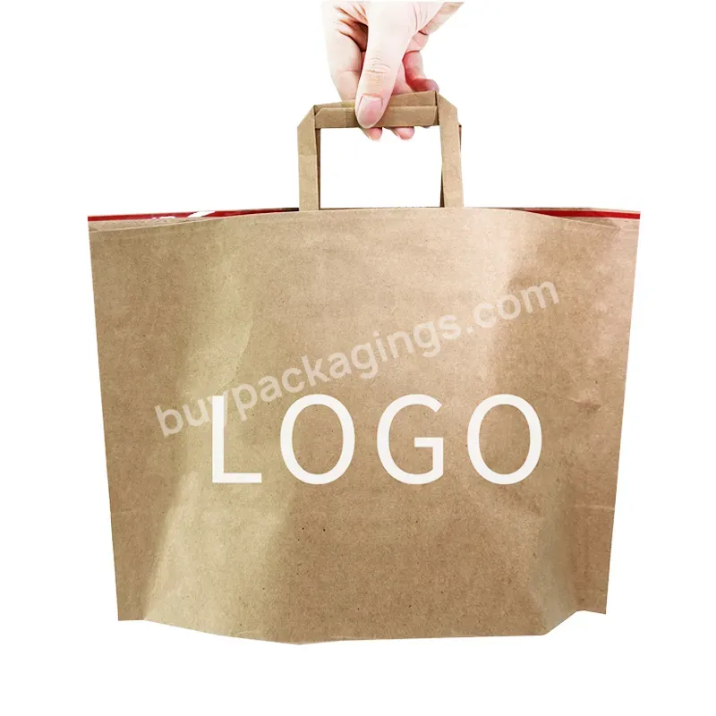 Black Recycled Kraft Custom Printed Paper Lunch Quality Shopping Gift Treat Bags For Fast Food Takeaway Without Vase Handle