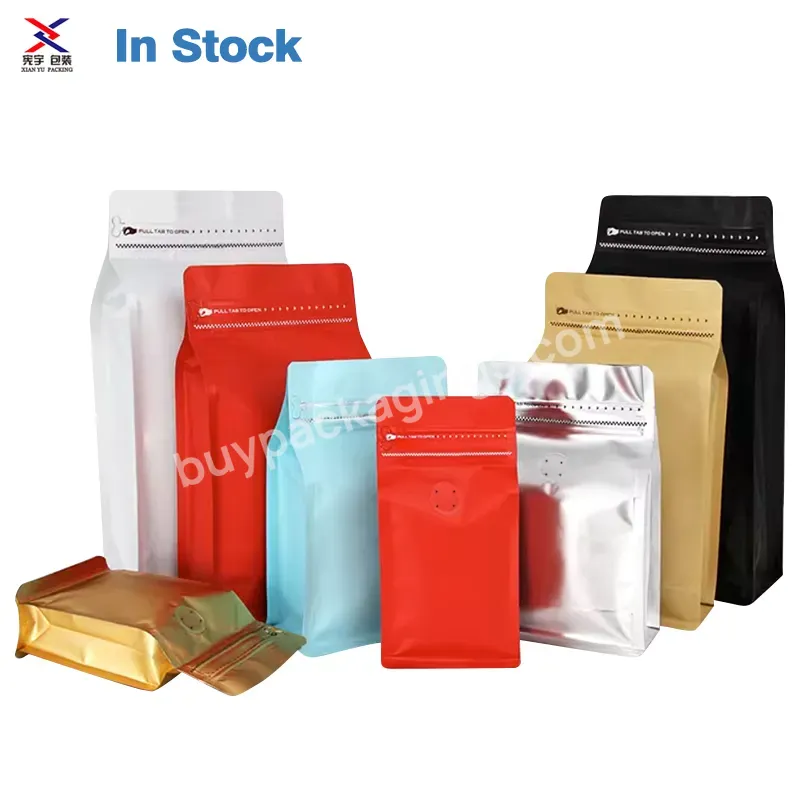 Black Red Flat Bottomed Aluminum Foil Coffee Bag With Valve And Zipper To Customize Your Logo 250g 500g 1kg