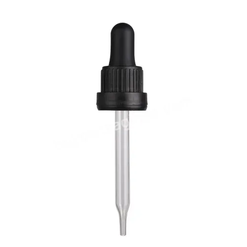 Black Ribbed 18mm 18/410 Tamper Evident Plastic Dropper Cap For Glass Essential Oil Bottles