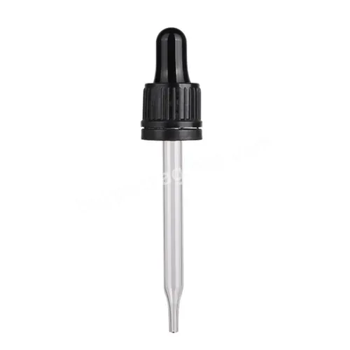 Black Ribbed 18mm 18/410 Tamper Evident Plastic Dropper Cap For Glass Essential Oil Bottles