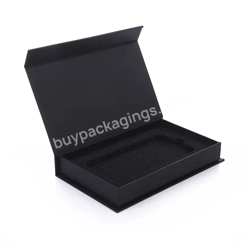 Black Rigid Cardboard Gift Foldable Magnetic Paper Packaging Box