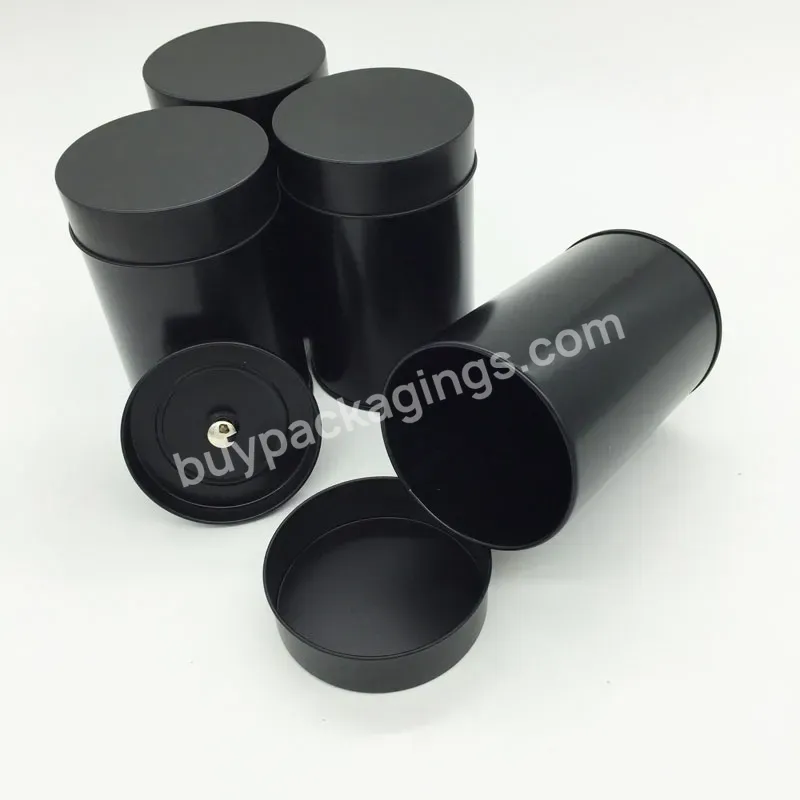 Black Round Metal Tins With Lids Double Lid Customized Printing Round Metal Tin Round Biscuit Tin