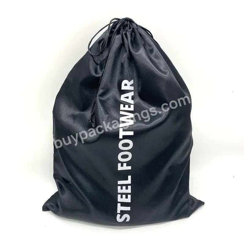 Black Satin Packaging Shoe Dust Bag With Custom Logo - Buy Black Satin Shoe Dust Bags,Satin Packaging Bags,Satin Bags Custom Logo.