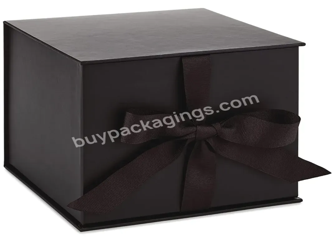 Black Shredded Paper Gift Box With Lid Support Customized Printing Paper Box