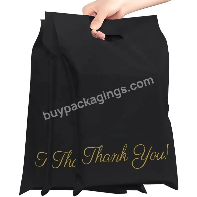 Black Thank You Handle Mailing Bags Plastic Waterproof Plastic T Shirt Packaging Bag Wholesale Tear-proof Courier Bag