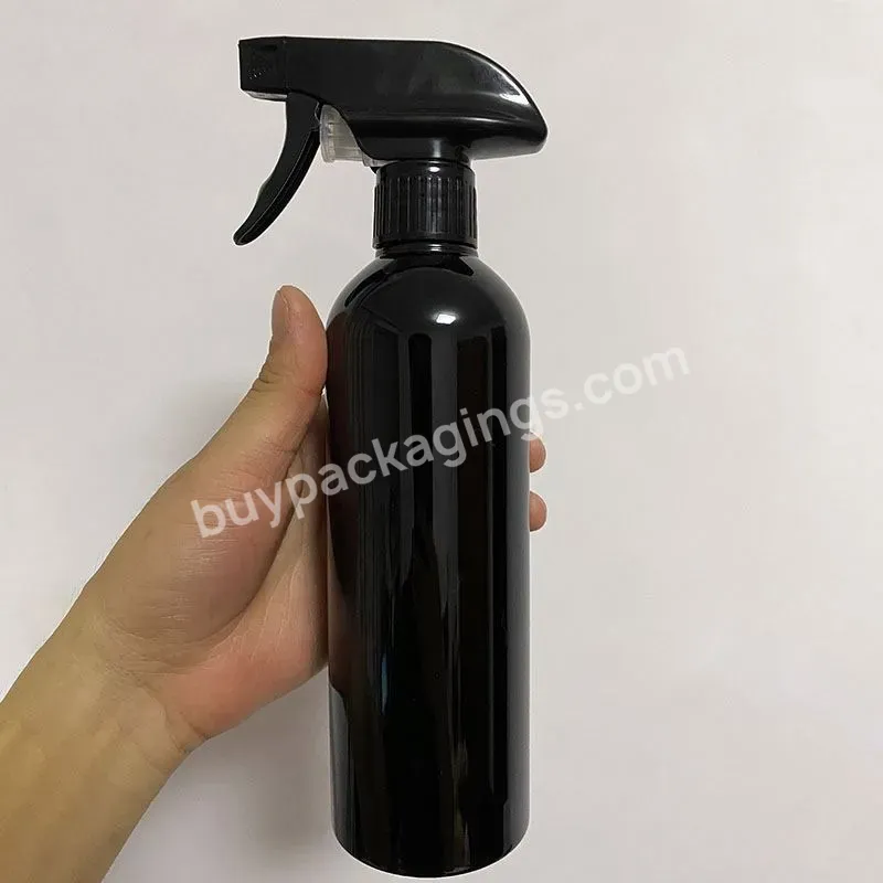 Black Trigger Bottle Black 500ml 16oz Hdpe Black Plastic Flat Household Trigger Spray Cleaning Spray Bottle