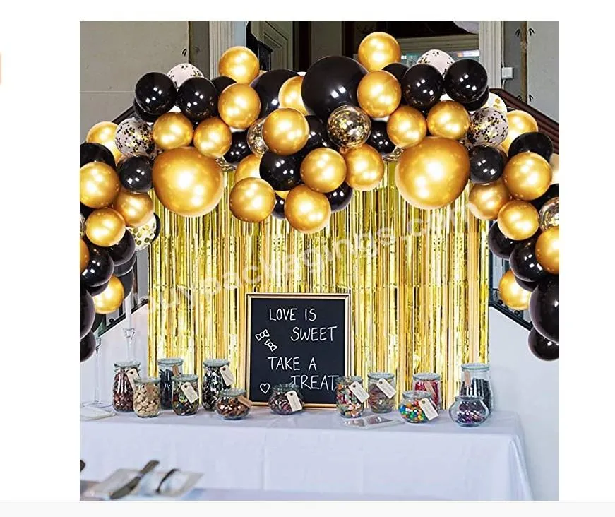 Black White Gold Balloons Arch Balloon Garland Kit For Engagement Wedding Birthday Baby Shower Christmas Party Decoration