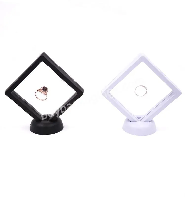 Black White Suspended Floating Display Case Jewellery Ring Coins Gems Artefacts Stand Holder Box