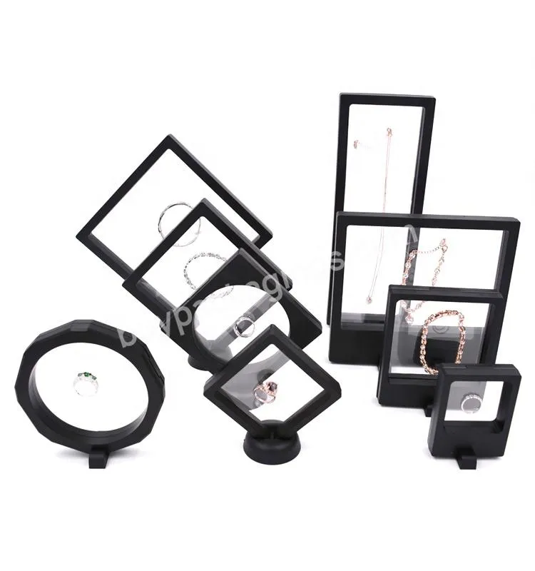 Black White Suspended Floating Display Case Jewellery Ring Coins Gems Artefacts Stand Holder Box