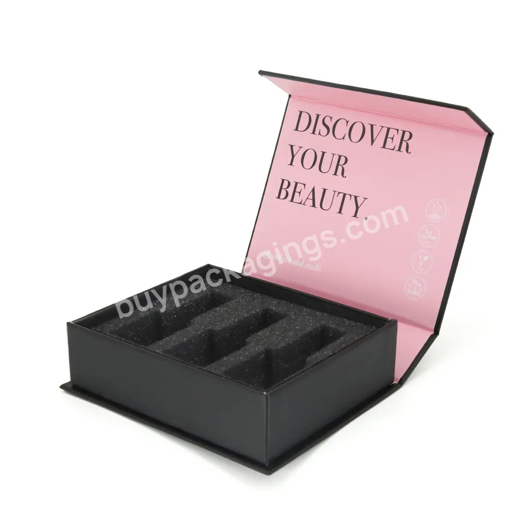 Black Wholesale Custom Logo Premium Luxury Cardboard Paper Gift Nail Polish Oil Magnetic Packaging Gift Box