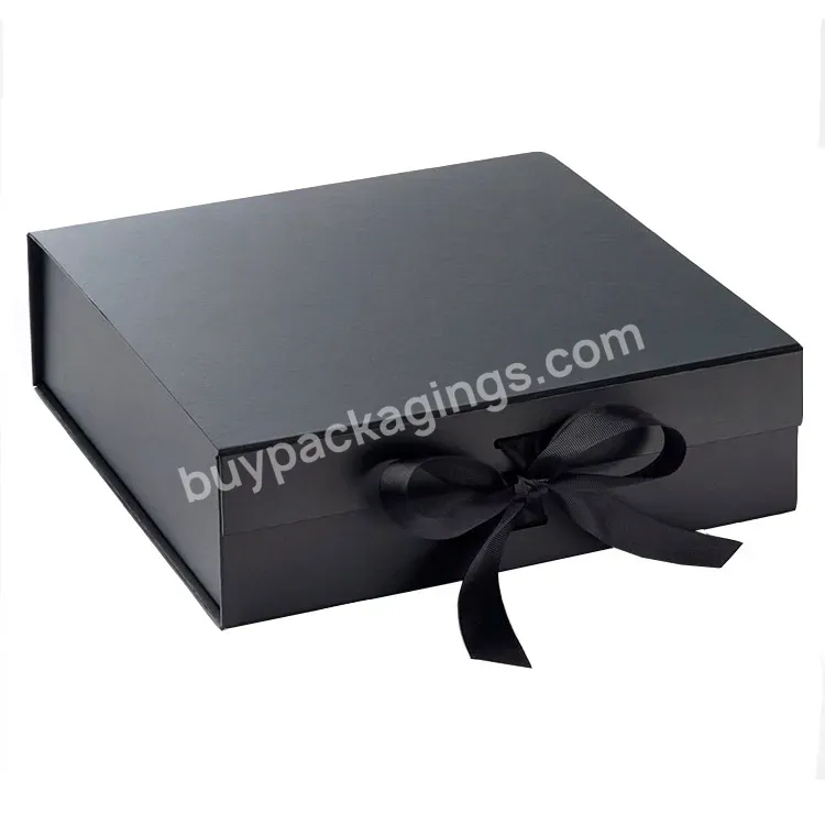 Black Wholesale Custom Logo Premium Luxury Cardboard Paper Gift Wig Hair Extension Magnetic Packaging Box Customized Ribbon Art