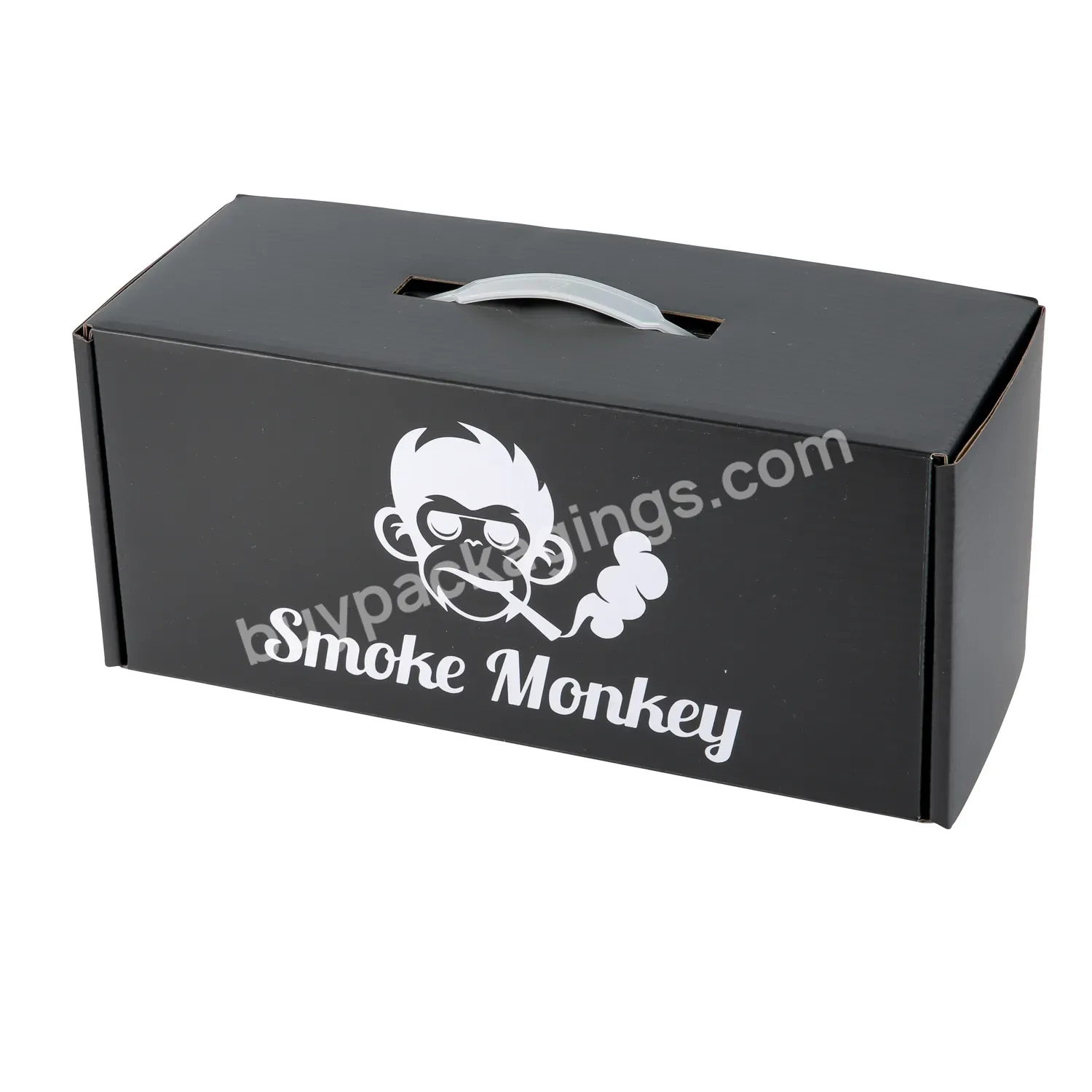 Black Wholesale Free Sample Mailer Shipping Packing Carton Box With Handles