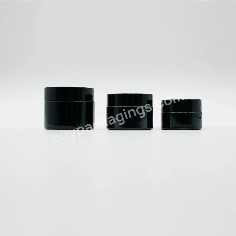 Black Wide Mouth Glass Jar 1oz Black Glass Cream Jar With Lid