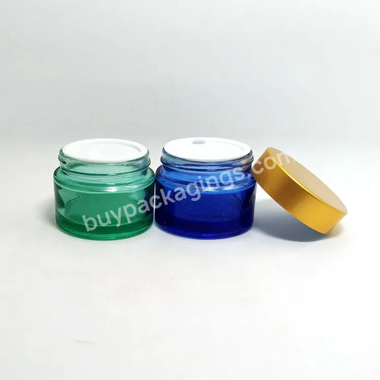 Blue Frosted Sub-packaging Cream Jar Facial 5g 10g 15g 20g 30g 50g Travel Cosmetic Glass Jar With Caps