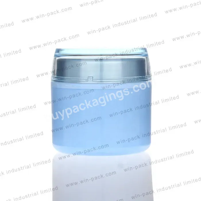 Blue Plastic Cream Jar 50ml Double Wall Cosmetic Acrylic Jar