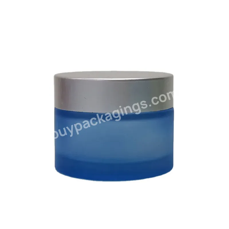 Blue Round Face Cream Bottle 20g 50g Frosted Eye Cream Glass Empty Bottle For Cosmetic Packaging Jar - Buy Empty Bottle Cosmetic Packaging Jar,Chemical Cream Glass Jar Bottle,Face Cream Lotion Cosmetic Container Empty Jar.