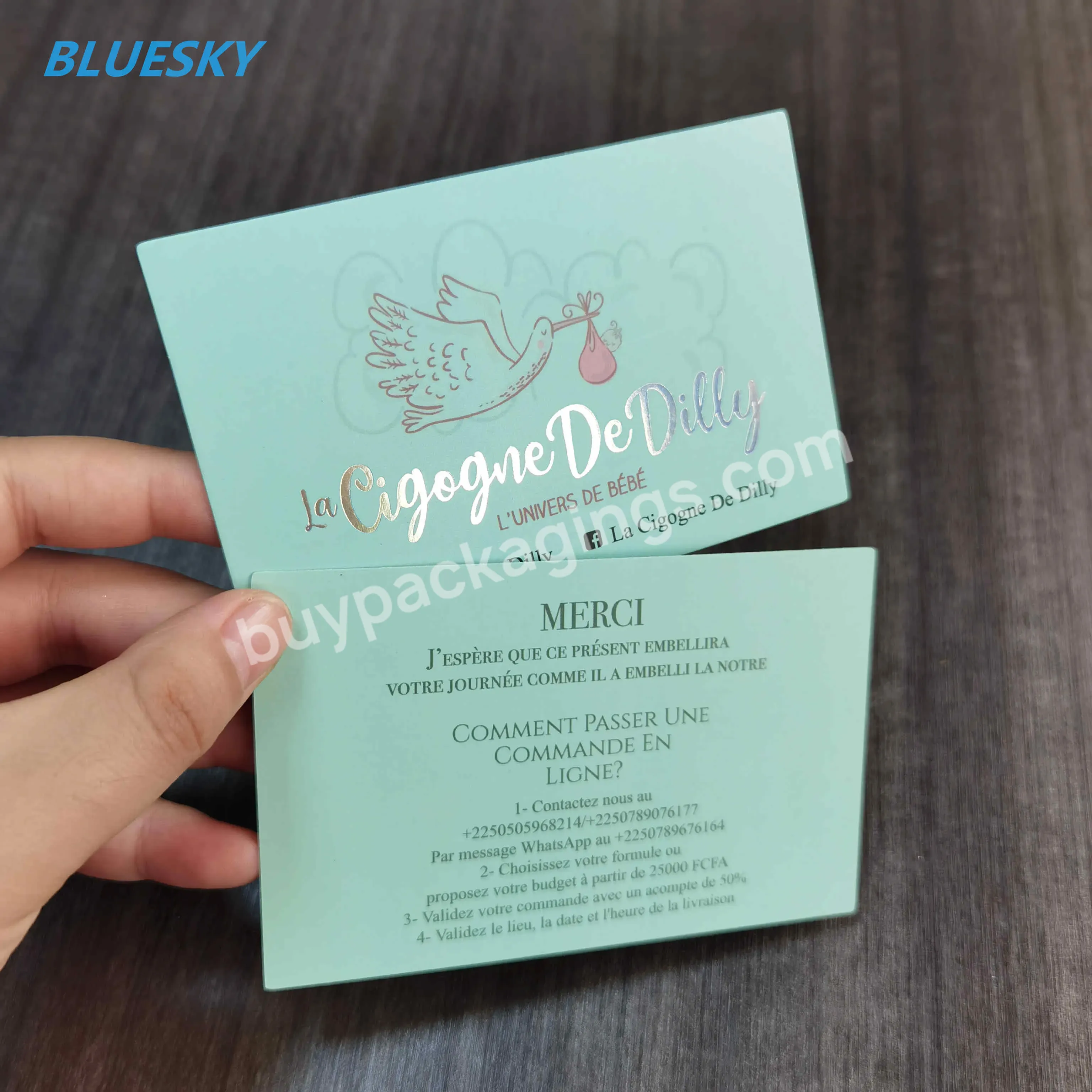 Blue Sky Cheap Custom Thank You Card Flyer Corporate Greeting Card With Logo Business Card Printed