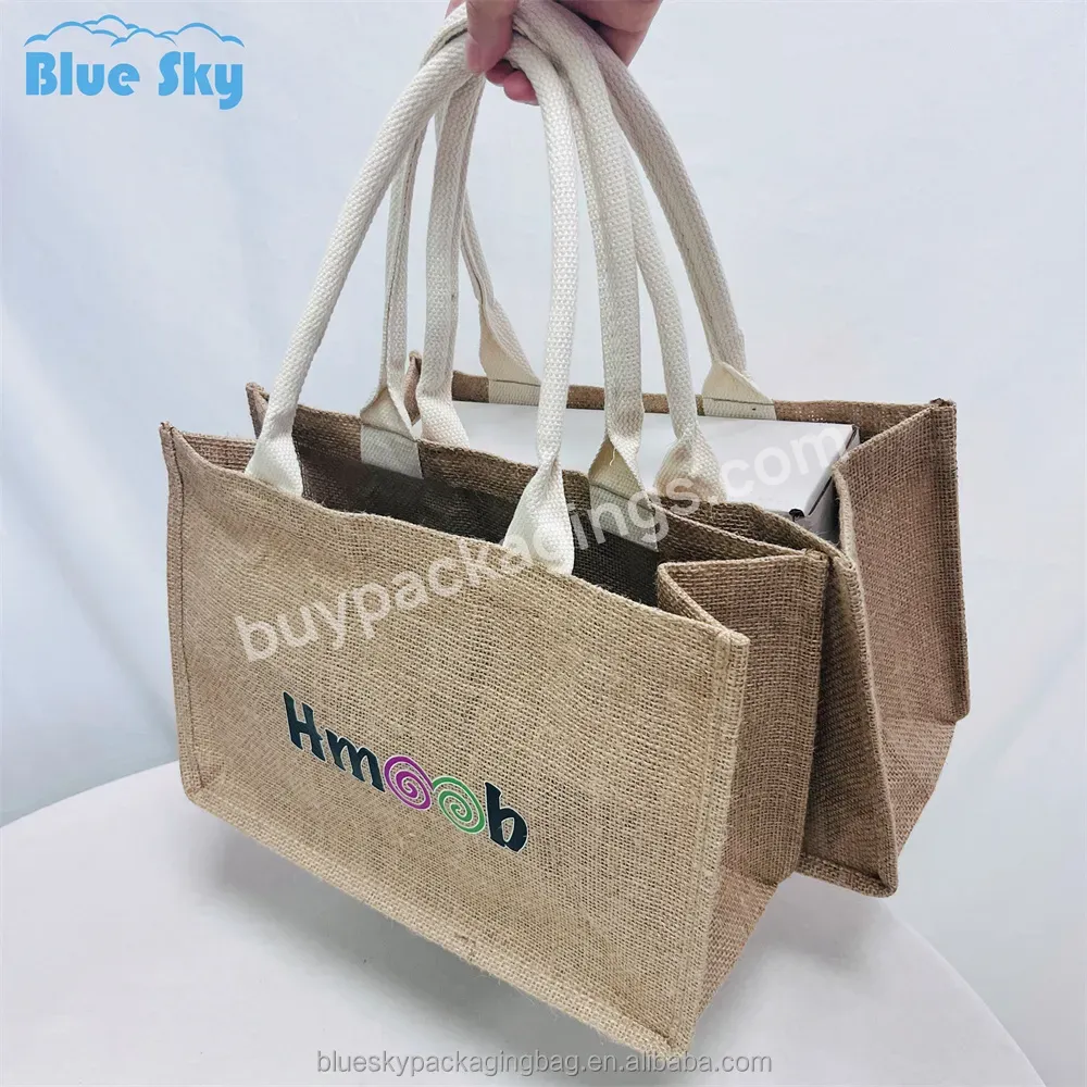 Blue Sky China Manufacturing Custom Identification Sacks Jute Sacks Hemp Rope Beach Bag Shopping Wholesale Manufacturers