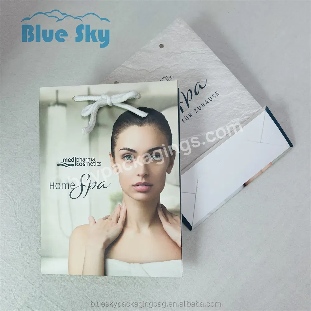 Blue Sky Custom Wholesale Luxury Clothing Packaging Paper Cream Skin Care Full Print Underwear Shopping Gift Wrapping Paper Bag