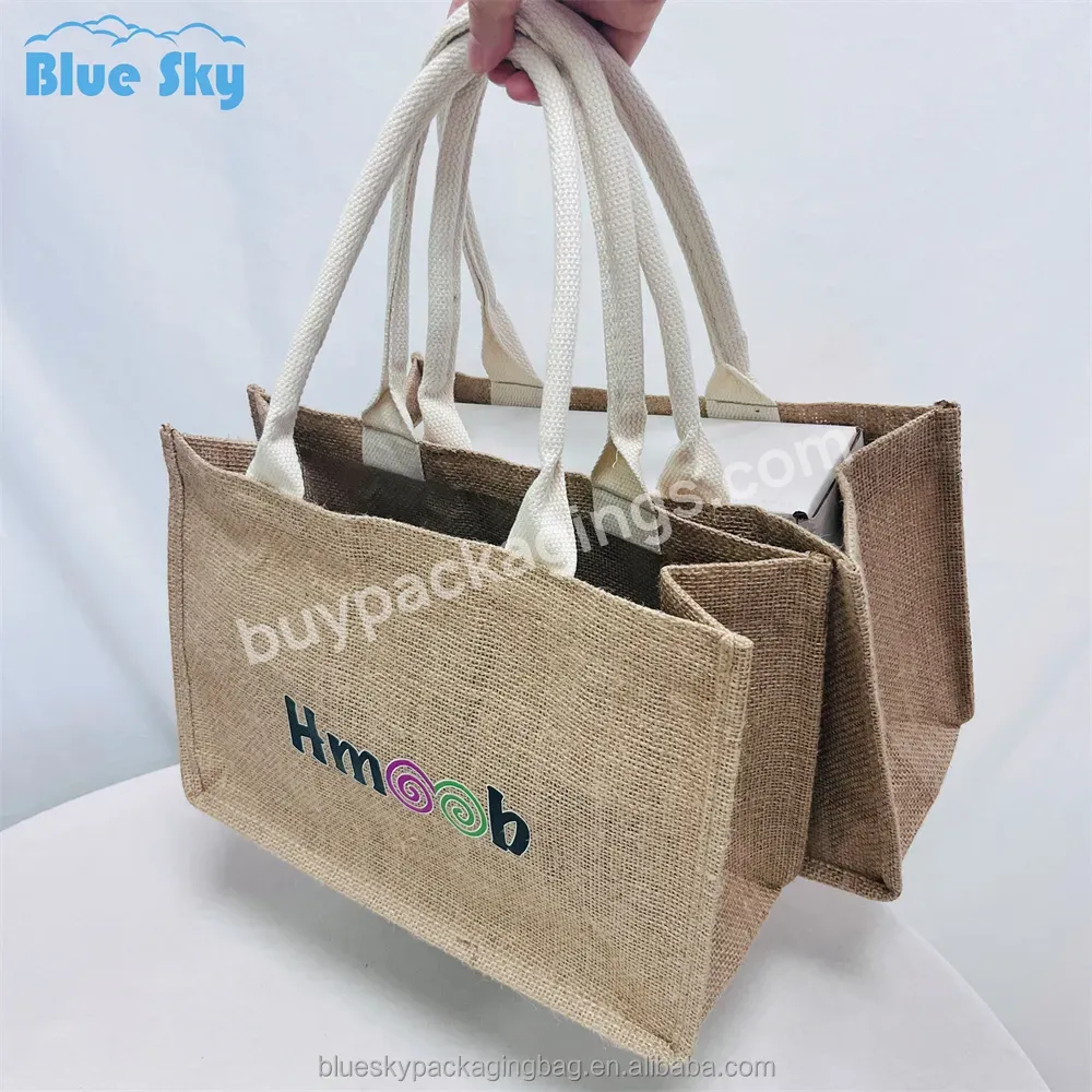 Blue Sky Environmental Protection Custom Identification Jute Bag Jute Bag Twine Beach Bag Shopping Wholesale Manufacturers