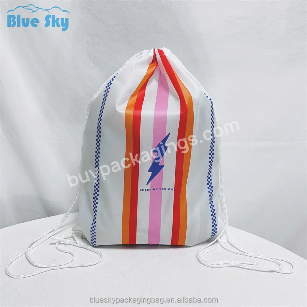 Blue Sky Guangzhou Environmental Recycling Wholesale Rope Bag White Waterproof Sports Fitness Backpack Polyester Rope Bag