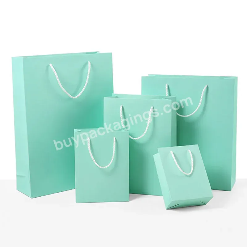 Blue Sky Luxury Paper Bag Custom Printed Logo Gift Paper Shopping Bag With Your Own Logo,Green Custom Paper Bag Treatment