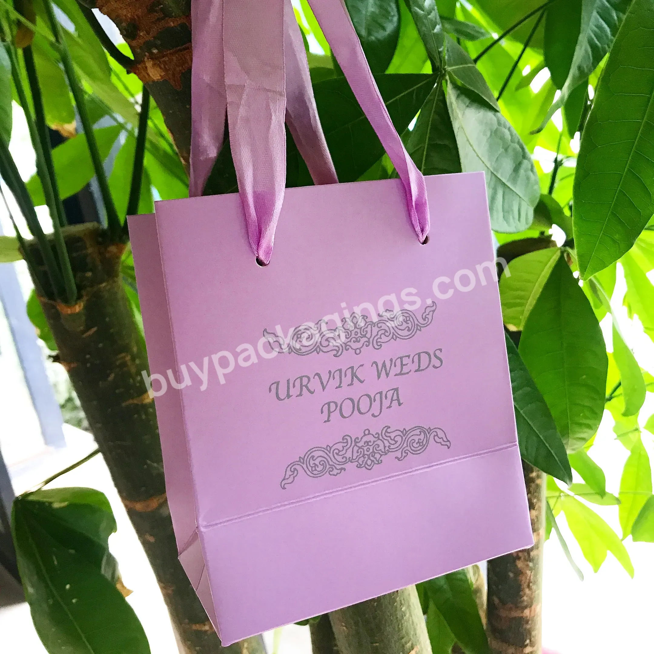 Blue Sky Luxury Paper Bag Custom Printed Logo Gift Paper Shopping Bag With Your Own Logo,Purple Custom Paper Bag Treatment